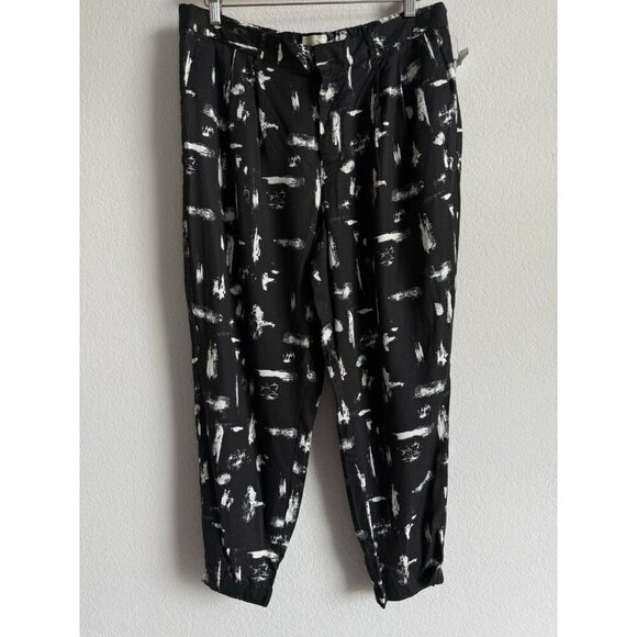 Khakis by GAP Women’s‎ Black White Lightweight Printed Pleated Pants Large NEW - Picture 2 of 12
